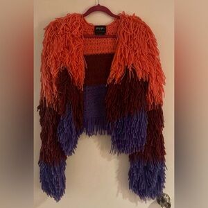 Nasty Gal Multicolor Fringe Jacket - Red, Purple, Brown
